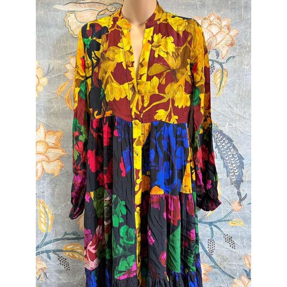 New Anthropologie Siddhartha Bansal Button-Front Maxi Dress sz Small - Picture 8 of 10